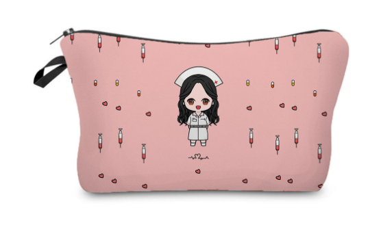 Cartoon Ladies Nurse Printed Cosmetic Bag 2