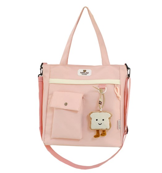 Multi-Pocket Color Block Crossbody Bag in Black