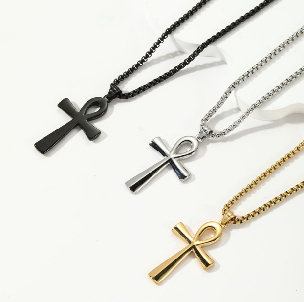 Ancient Egyptian Titanium Steel Cross Necklace Image 1