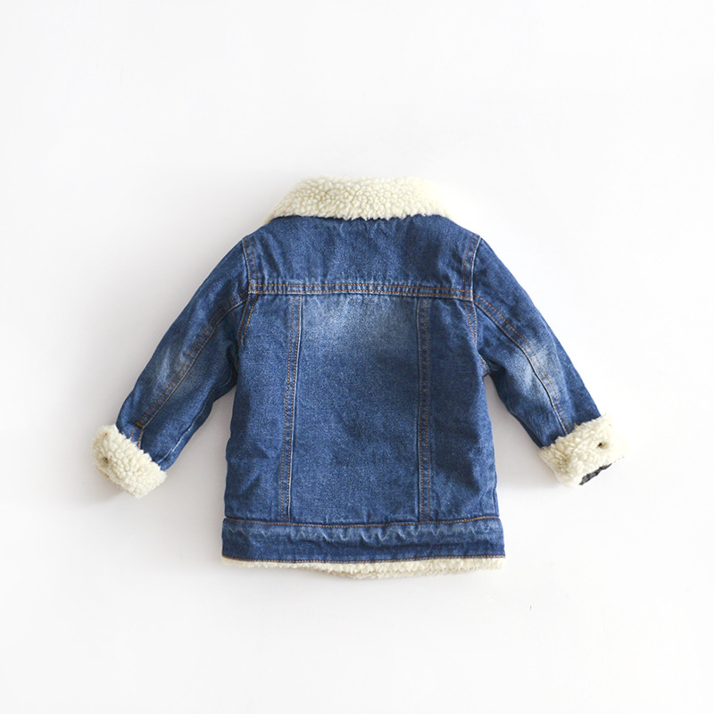 Winter New European and American Boys and Girls Thickened Lamb Hair Denim Short Coat Top, Thickened Lamb Hair Denim Short Coat Top, Lamb Hair Denim Coat image