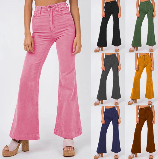 Women's Green High Rise Bell Bottom Denim Pants
