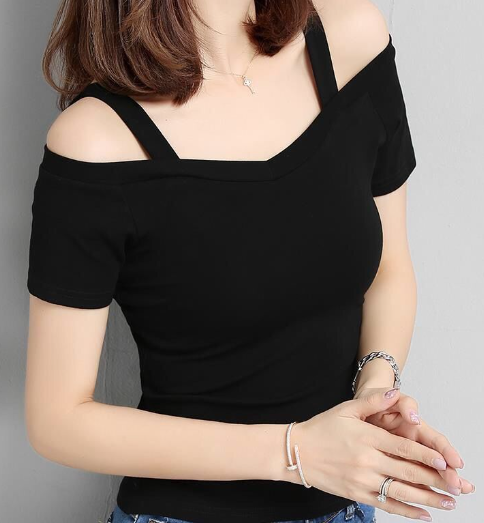 Short Sleeved Women Sexy Off Shoulder T-shirt 2