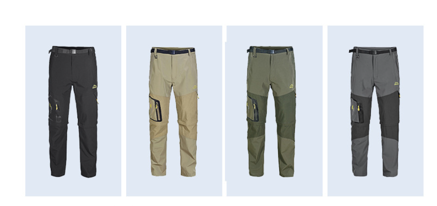Quick-Drying Convertible Pants - Black Color - Detachable Zip-Off Hiking Pants Front View HS:620342 Age:Adult Gender:Male Origin:CN