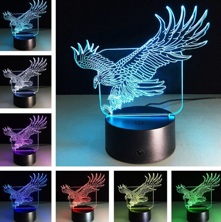 LED 3D Visual Table Lamp in different colors