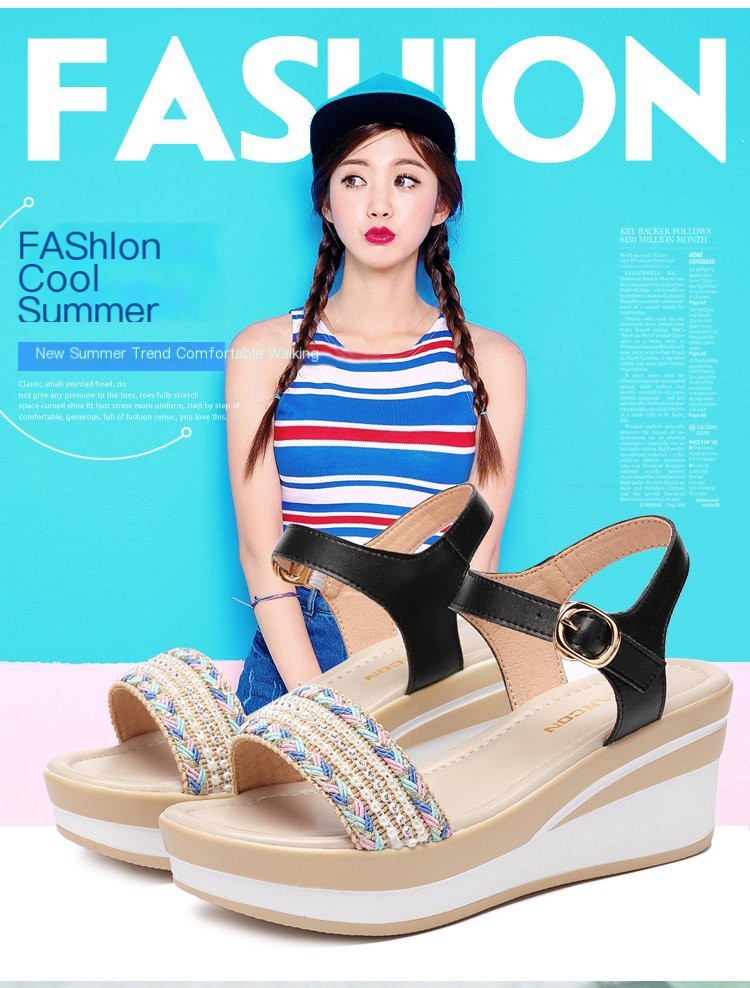 Black Wedge Platform Sandals