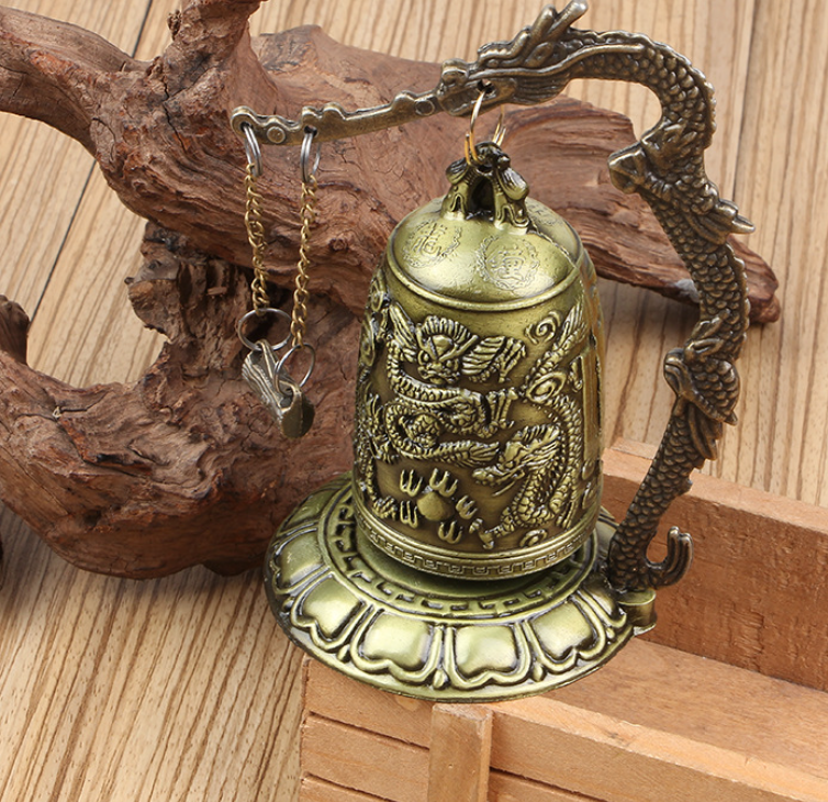 Bronze Monk Locking Dragon Bell