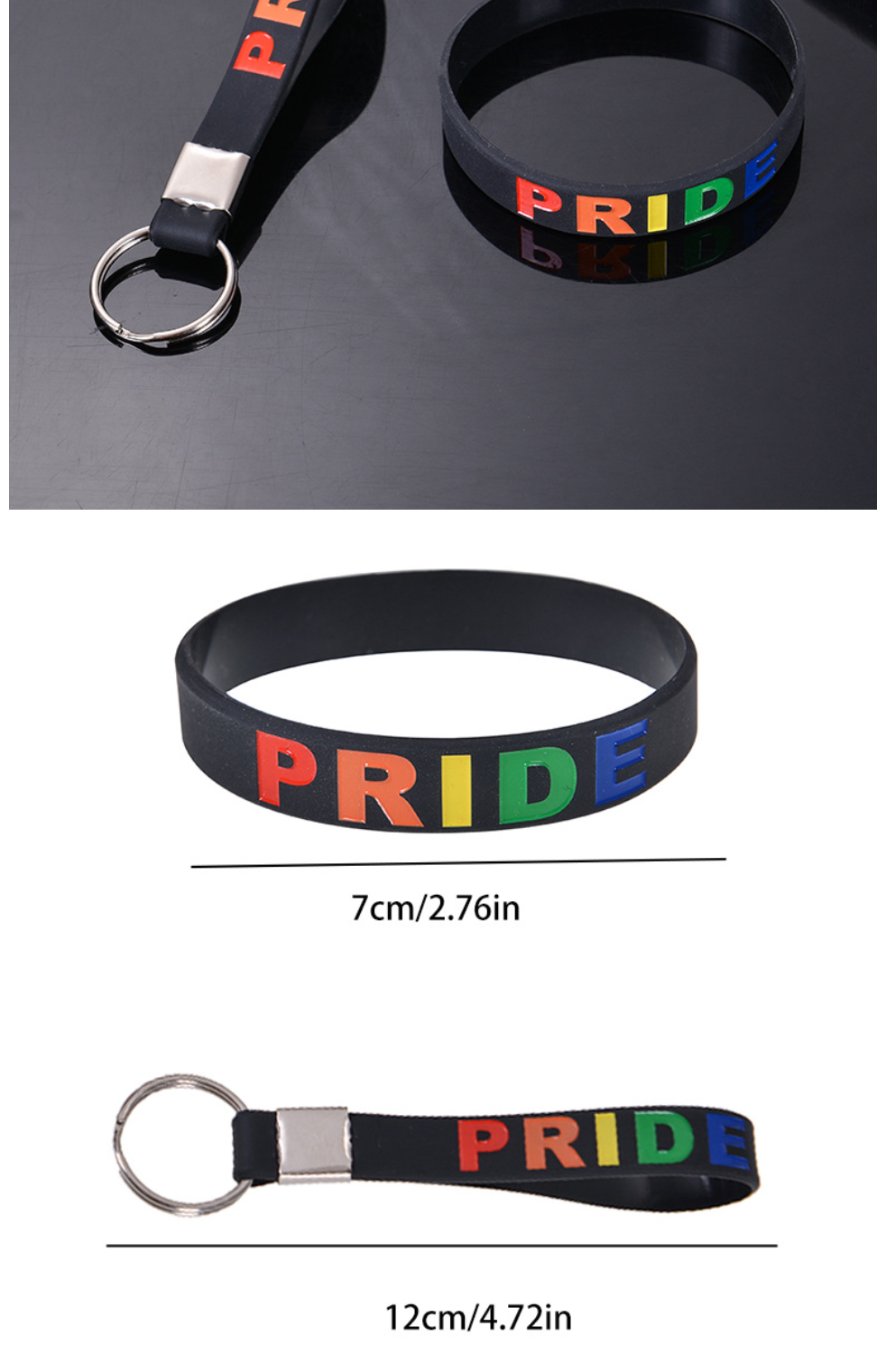 Pride Silicone Bracelet with Rainbow Logo