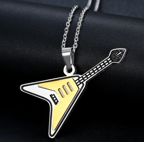 Guitar Pick Titanium Steel Necklace