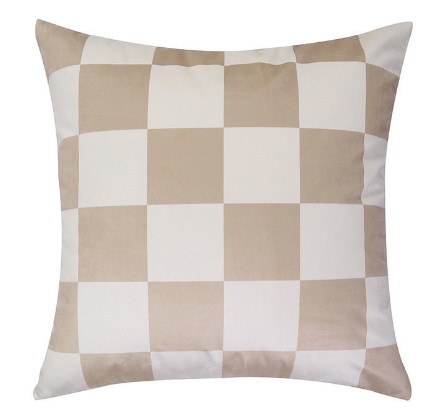 Beige Grid Pillow Cover