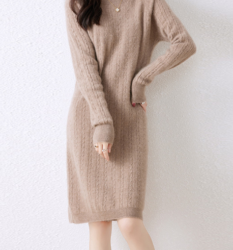 Round Neck Cable Knit Dress Image 1