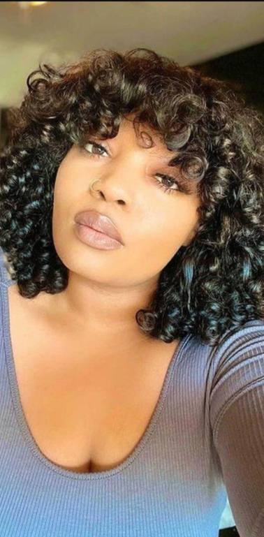 Curly Human Hair Wig - Different Angles