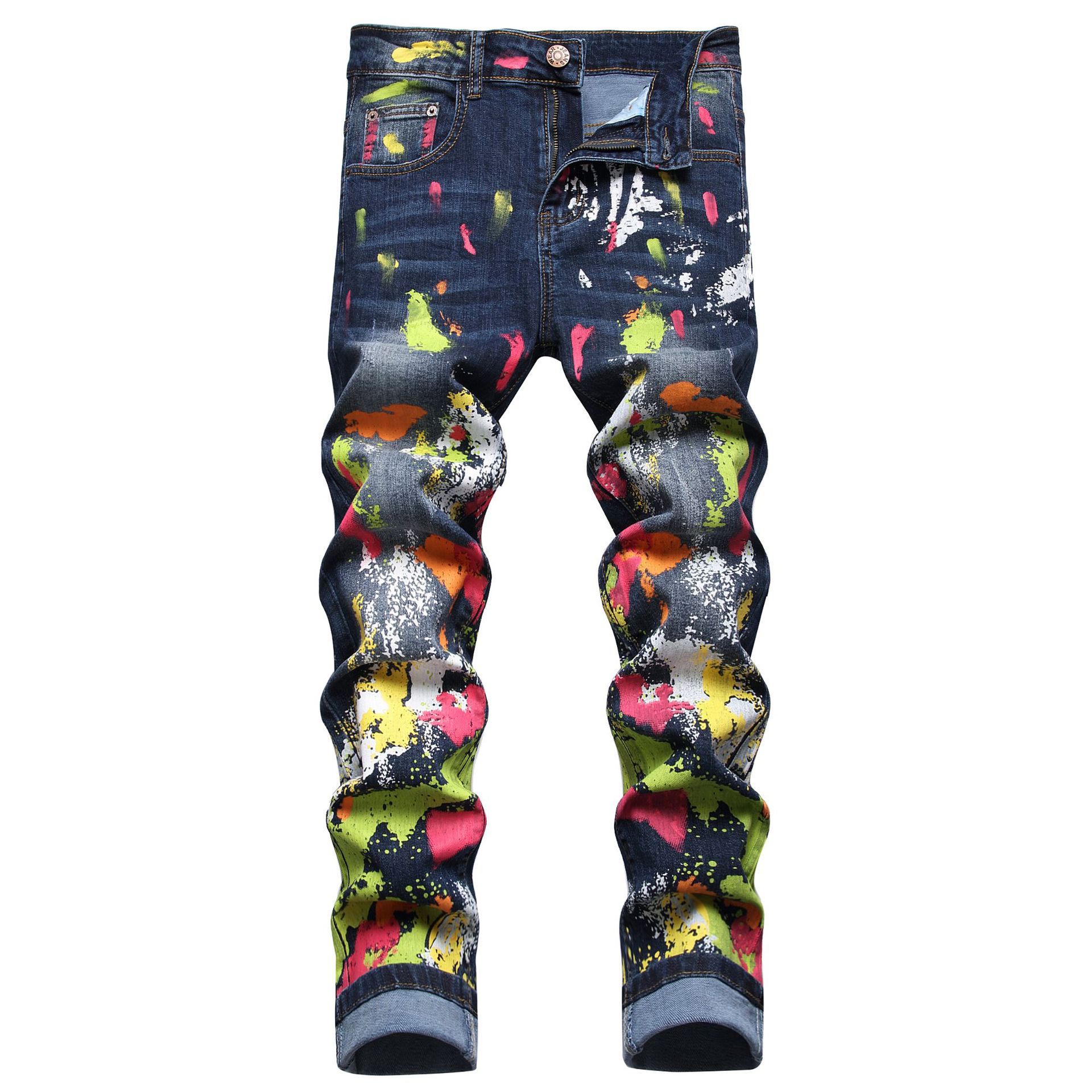Men's Fashion Patch Contrast Slim Jeans - Image 2