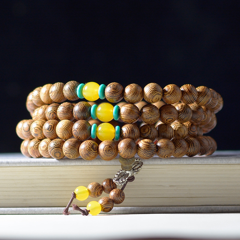 Purple Sandalwood Wooden Buddha Beads Bracelet