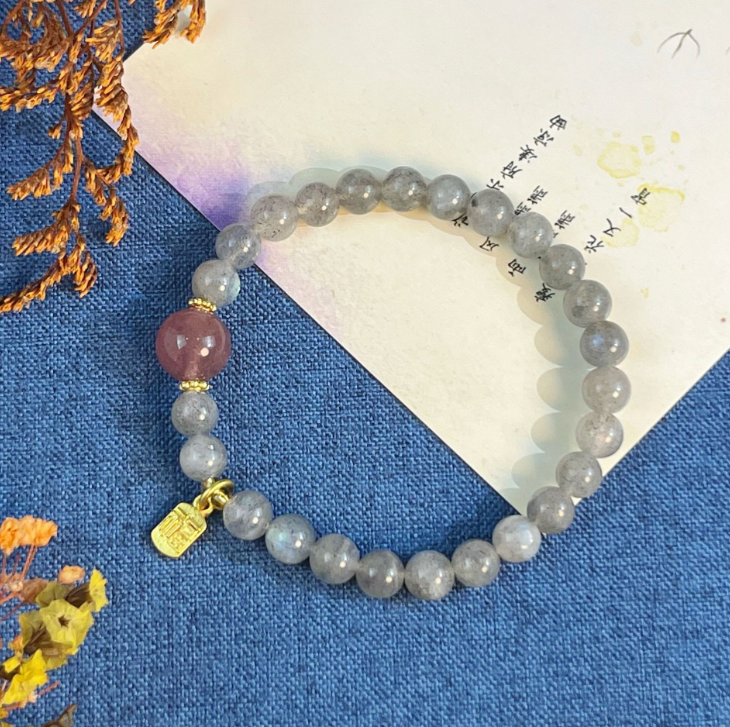 Quartz Jade Strawberry Crystal Bracelet 1