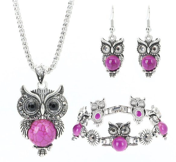 Stylish Owl Necklace and Earrings