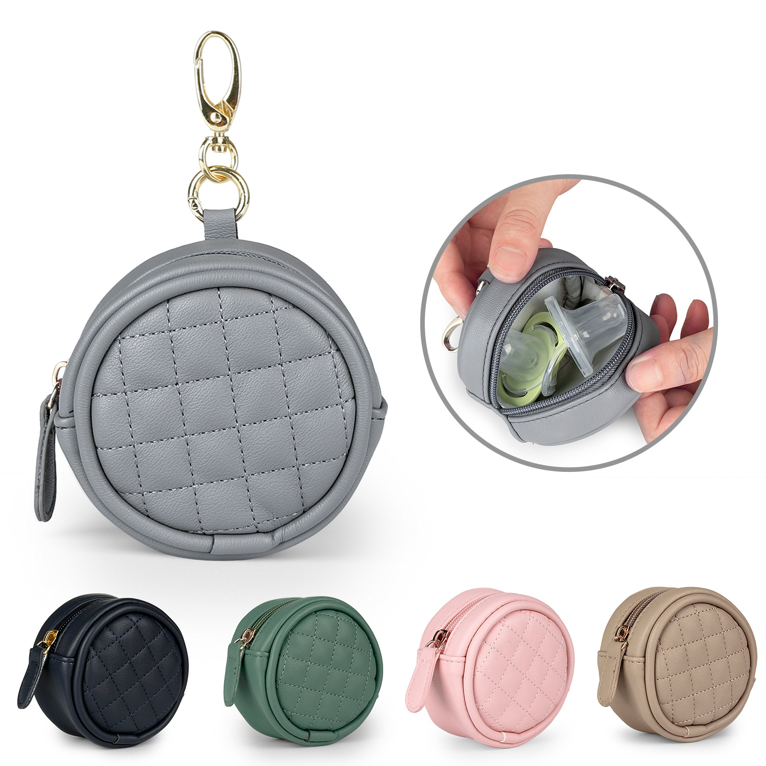 Pu leather pacifier bag can hold pacifier key makeup change and other small objects can be hung buckle package pacifier box image