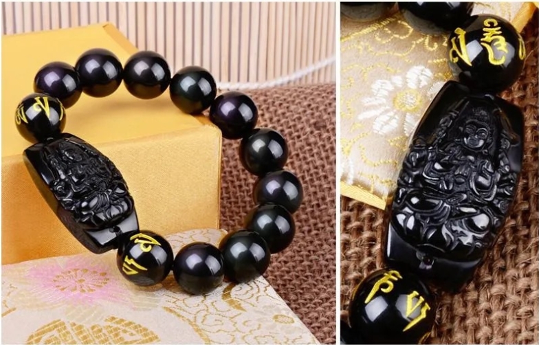 Obsidian Buddha Bracelet 3