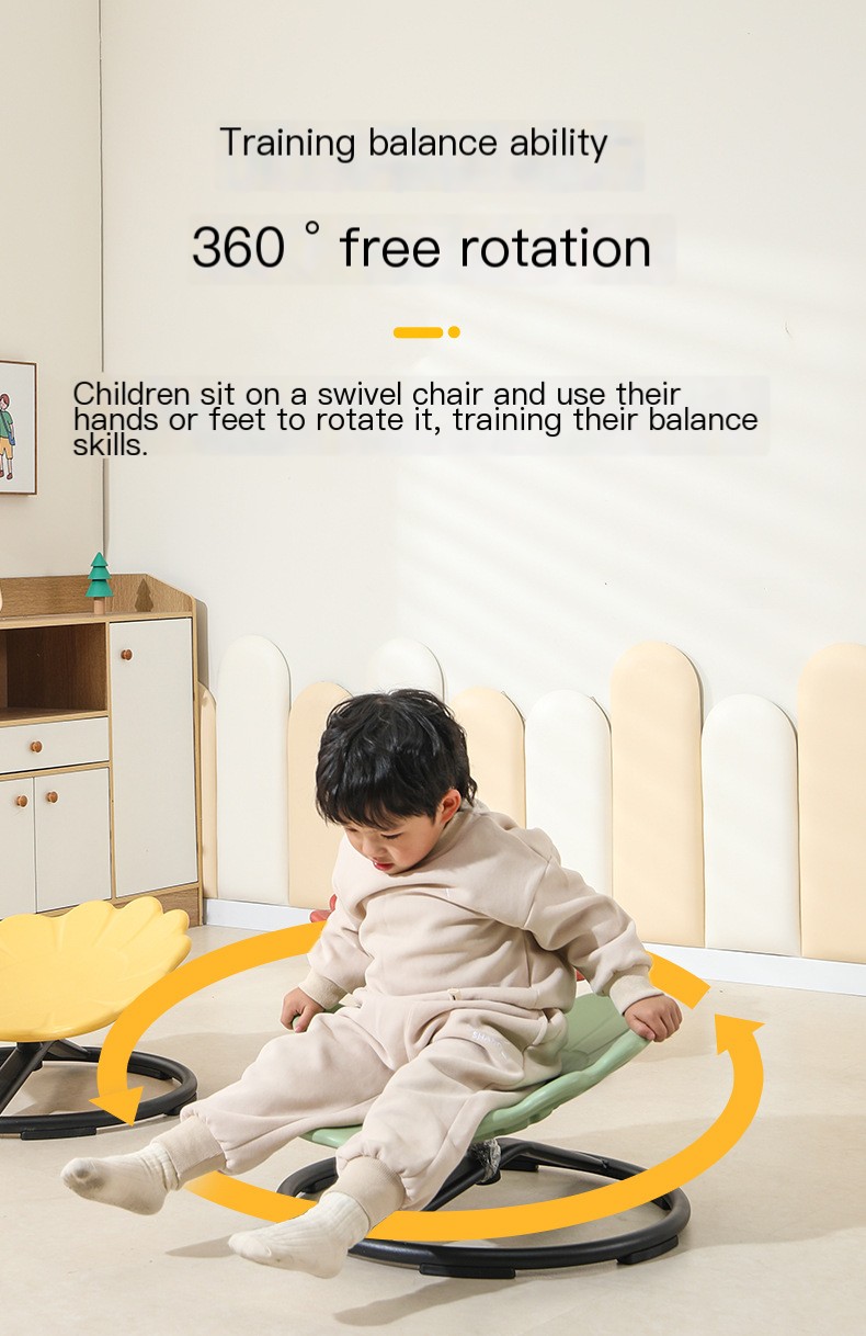 Kids learning balance with Sensory Rotating Disc