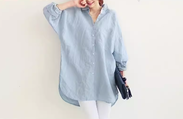 Cotton Blend Shirt Dress