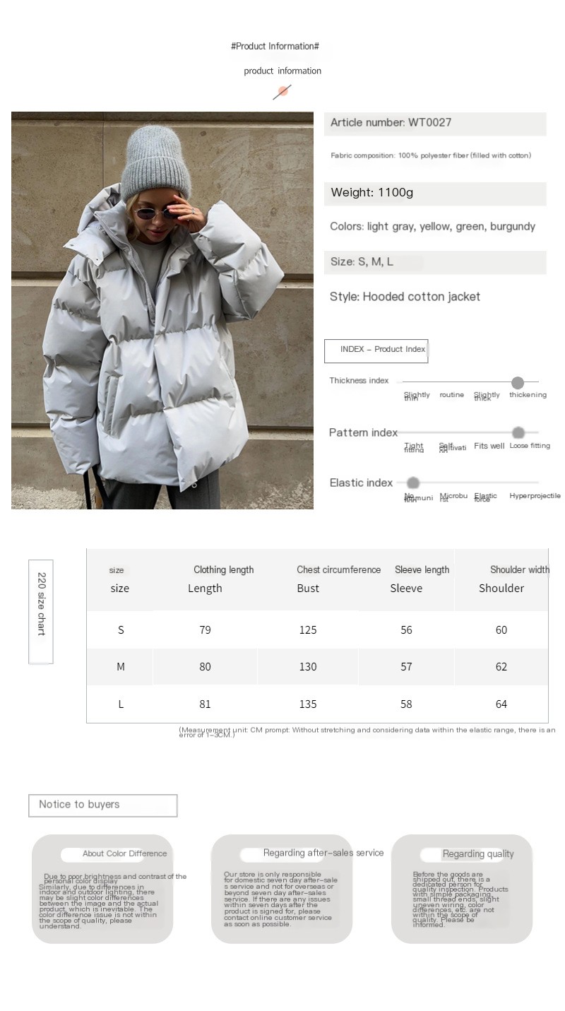 Cross-border cotton jacket - Light Gray