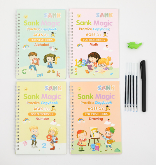 KIT com 4 Cadernos de Caligrafia Mágicos Reutilizáveis image