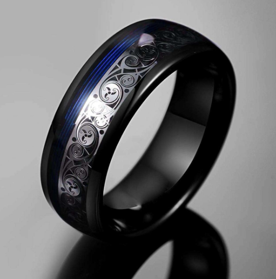 Tungsten Steel Black Decorative Men's Ring