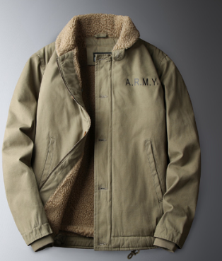 Men's winter thickened lambskin coat, plush cotton coat, retro jacket image