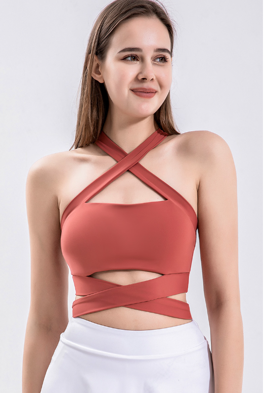 Different angles of halter neck top