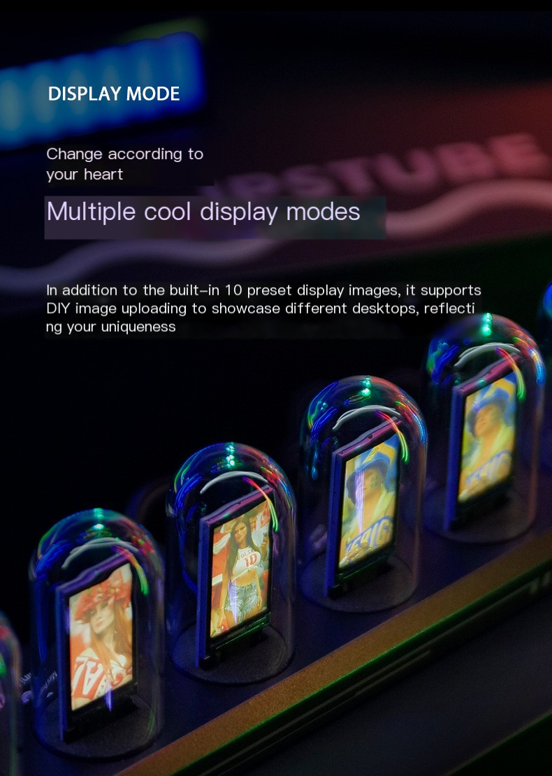 Elegant Black Glow Tube Clock