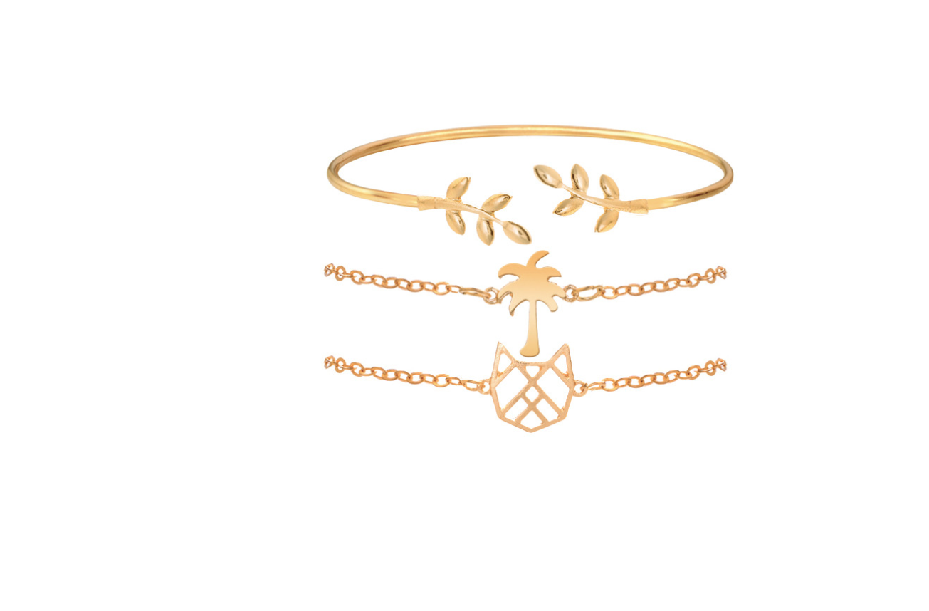 Coconut Tree Cat Bracelet - Silver