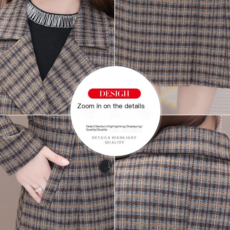 European And American Plaid Coat Image 4