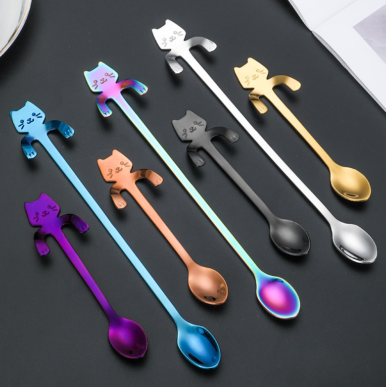 Cute cat spoon silver