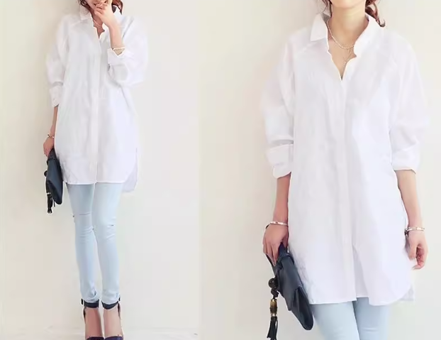 Cotton Blend Shirt Dress in Action