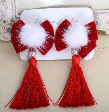 Fringed Hair Ball Hairpin Style A