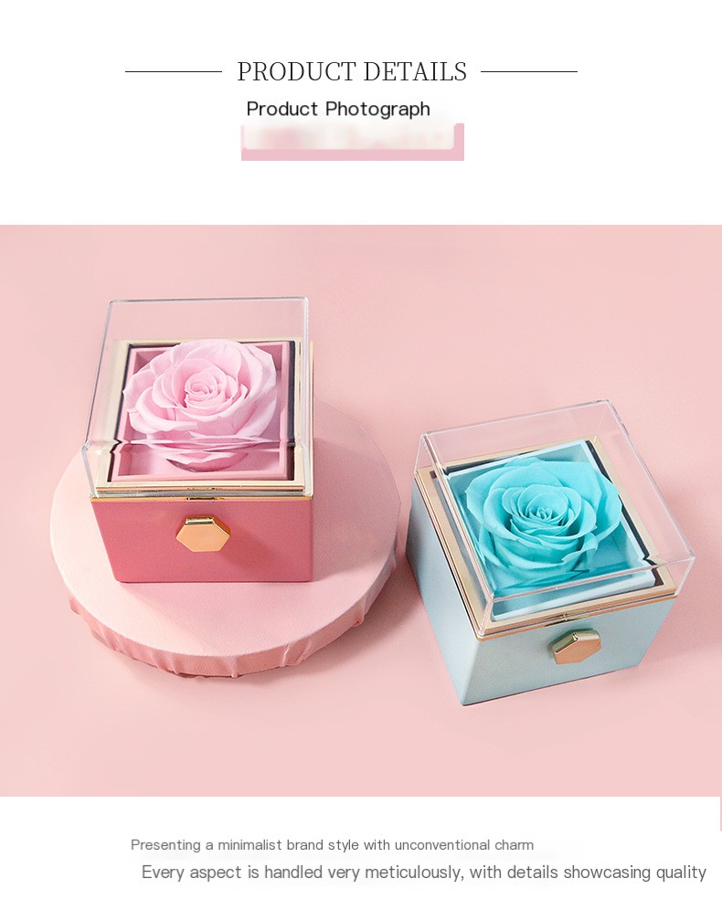 Creative Rotating Valentine's Day Eternal Flower Gift Box Rose Jewelry Box Ring Box Necklace Box Jewelry Packaging Box