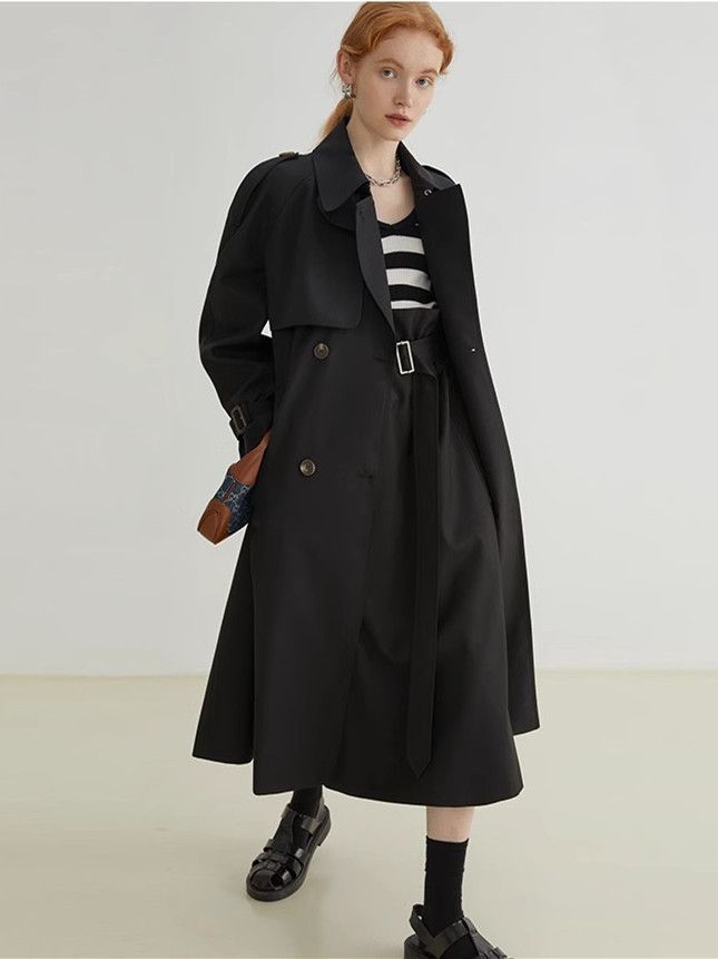 Classic Khaki Long Drape Coat