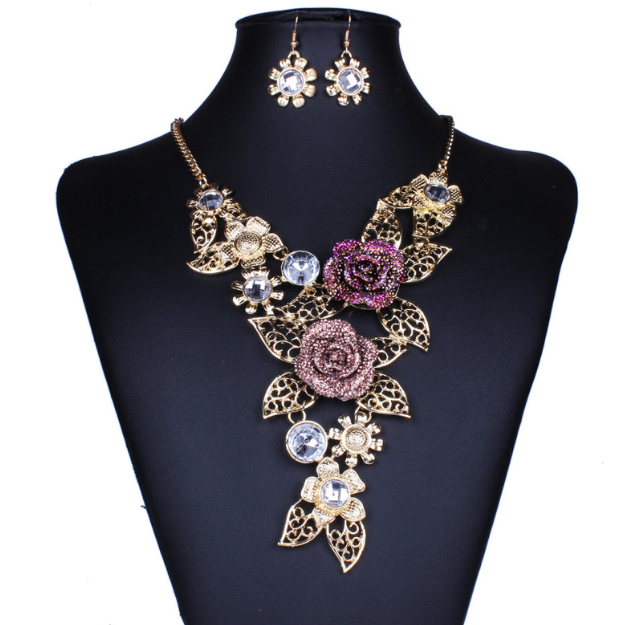 Bohemian Hollow Resin Necklace and Earring Set