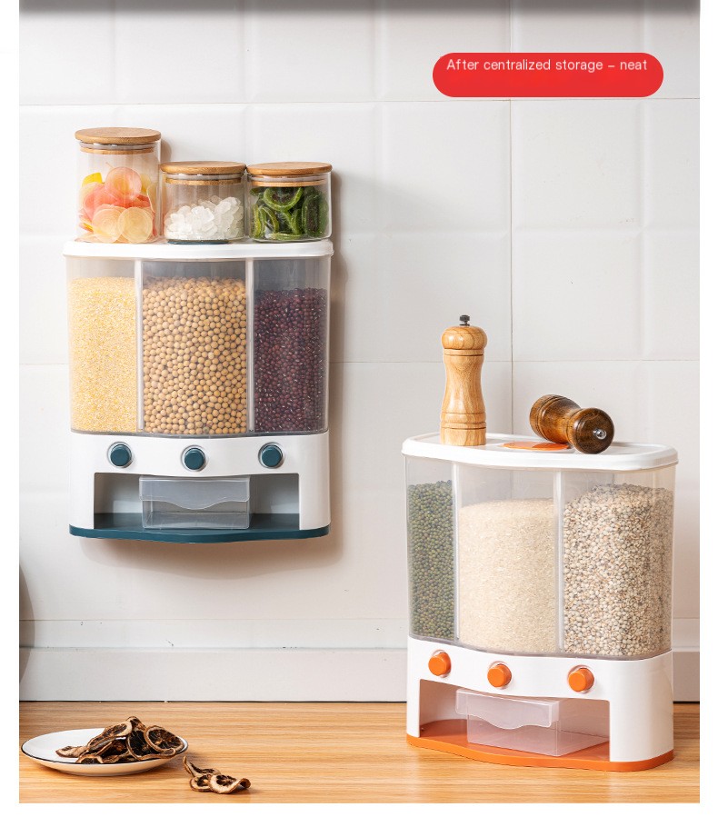 Three-Compartment Grain Storage Box 1