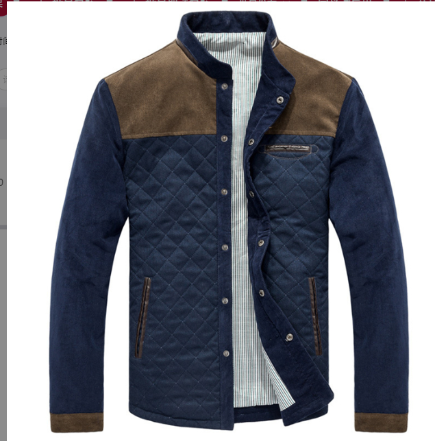 Men's Stand Collar Corduroy Jacket - Model View