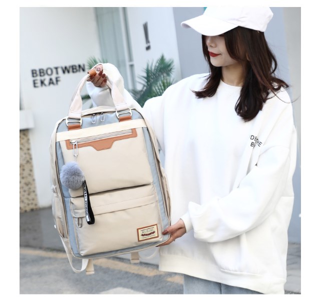 Oxford Fabric Backpack in Pink