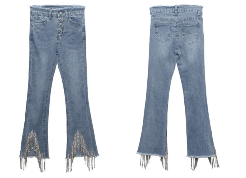 Fringe Chain Bell Bottom Pants Image 1