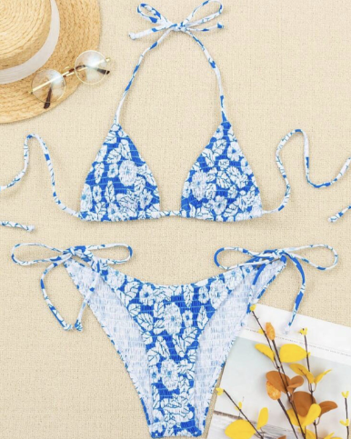 Bella's Nina Bikini Blue Orange Blossoms
