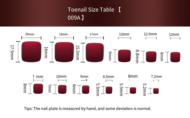 Wine Red Glitter Toe Nail Patches