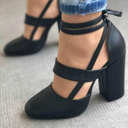 Different Angle of Chunky Heeled Strappy Sandals