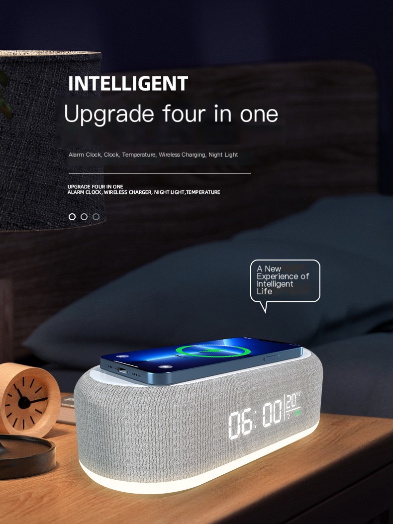 Wireless Charging Alarm Clock - White