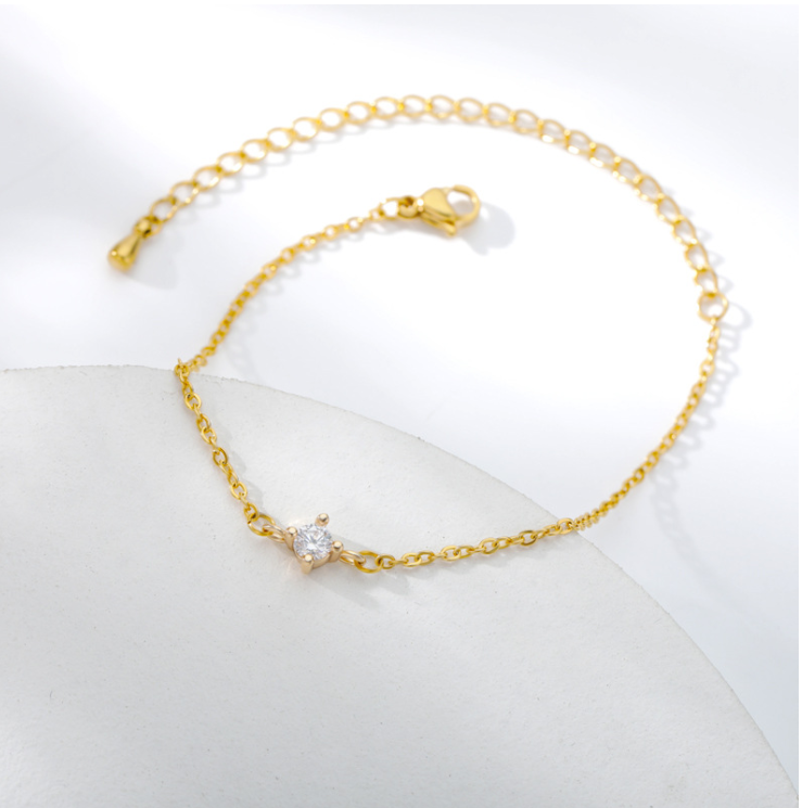 Minimalist Rhinestone Bracelet - Platinum