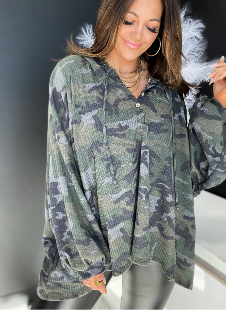 Long Sleeve Camouflage Print Hoodie 2