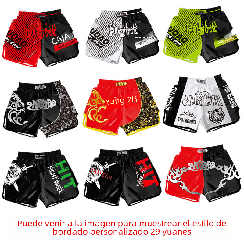 Zhuoao Thai boxing pants fighting pants Thai boxing pants head shorts boxing loose pants training fighting shorts image