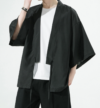 2024 Summer Men Cardigan Japanese Kimono Men Samurai Costume Clothing Kimono Jacket Mens Kimono Shirt Yukata Haori Casual Coat