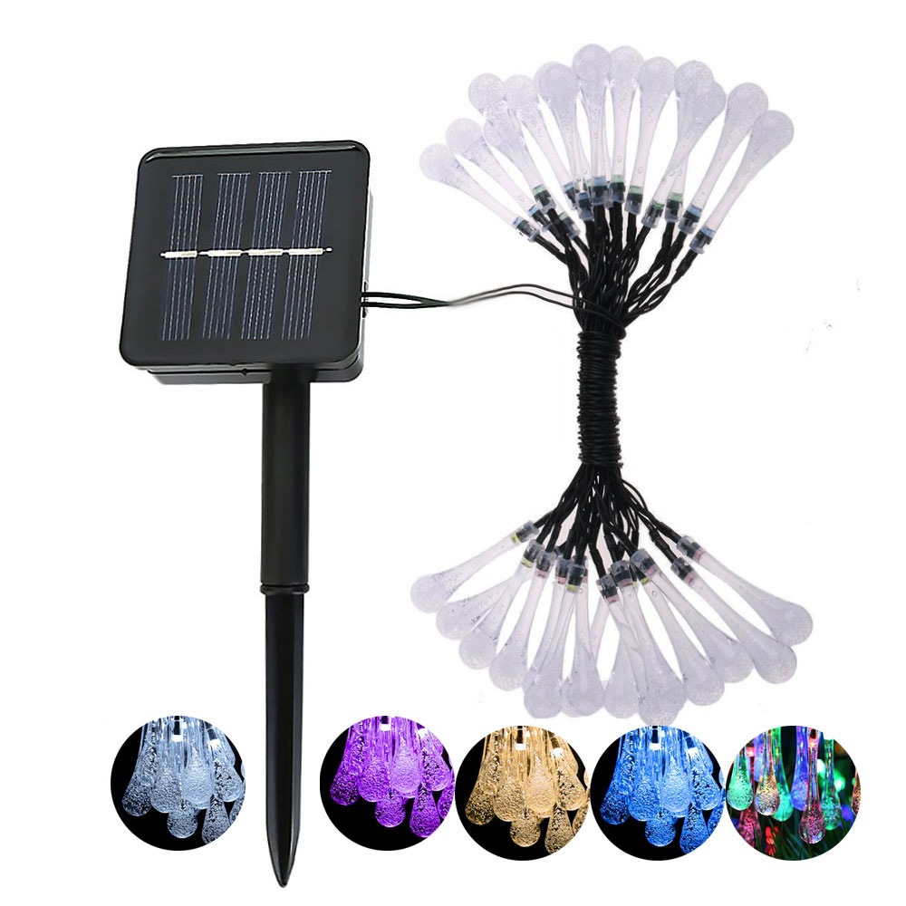 Solar Water Drop String Lights